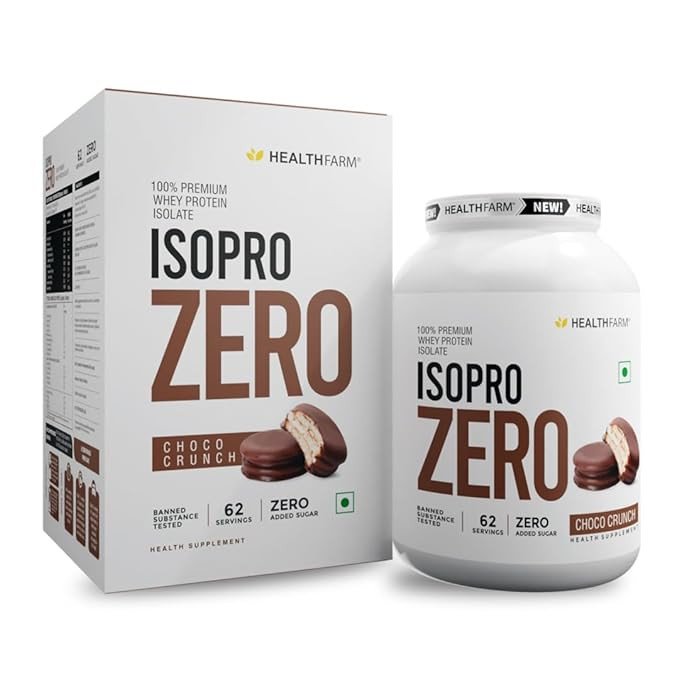 HEALTHFARM Isopro Zero Whey Isolate Protein Powder, 25g 100% Isolate Protein Per Serving,62 Servings | 2kg