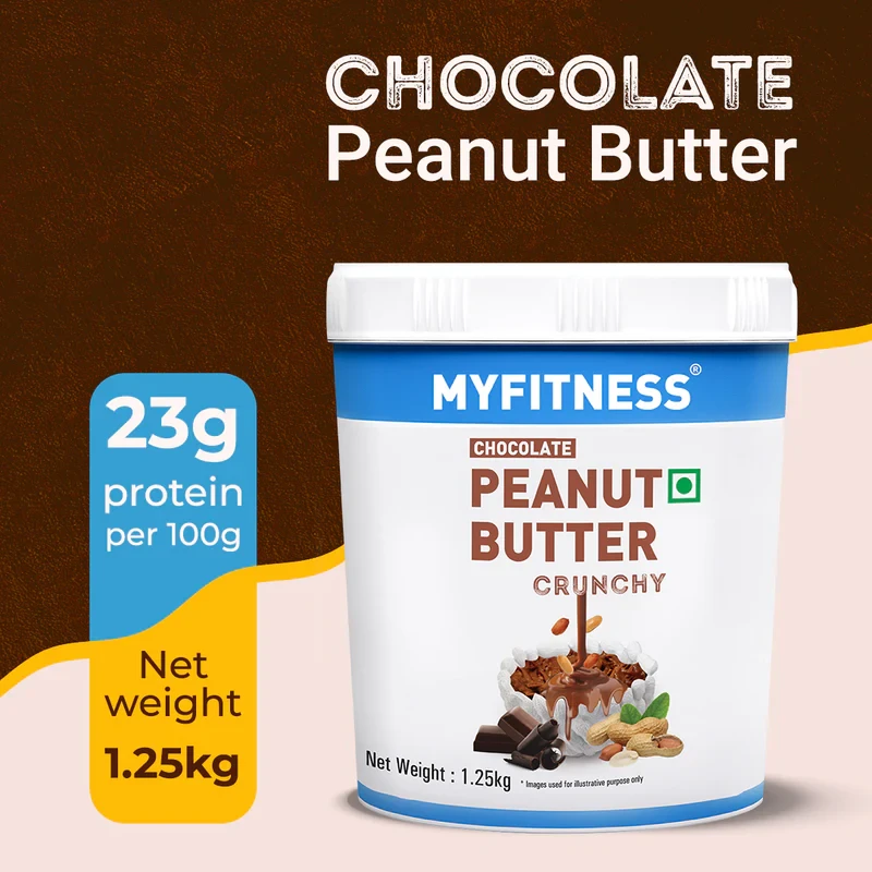 MYFITNESS Chocolate Peanut Butter Crunchy | 23g Protein | Tasty & Healthy Nut Butter Spread | Dark Chocolate | Vegan | Cholesterol & Gluten Free | Crunchy & Nutty Peanut Butter | Zero Trans Fat