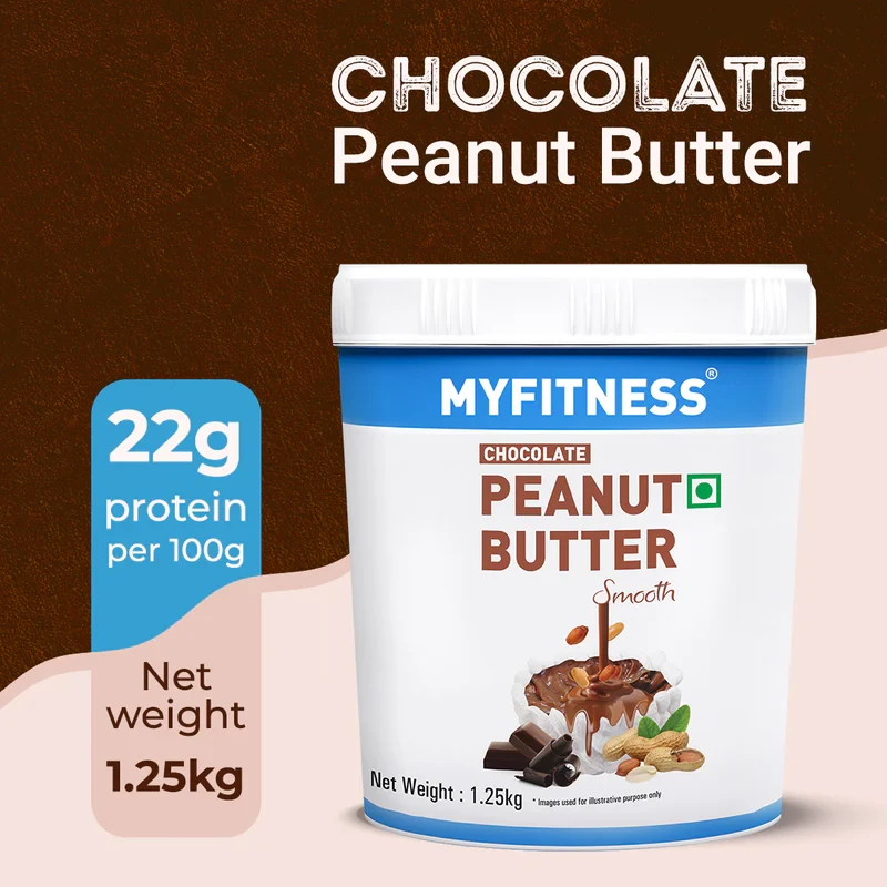 MYFITNESS Chocolate Peanut Butter Smooth | 22g Protein | Tasty & Healthy Nut Butter Spread |Vegan| Dark Chocolate | Cholesterol Free, Gluten Free| Smooth Peanut Butter | Zero Trans Fat