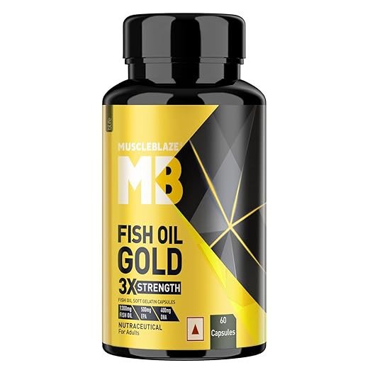 MuscleBlaze Omega 3 Fish Oil Gold 3x Triple Strength (EPA & DHA), 60 capsules