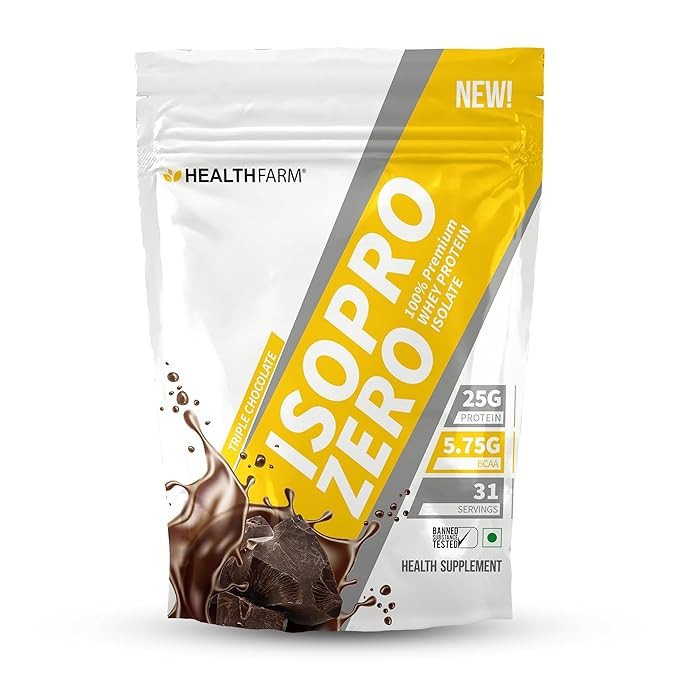 HEALTHFARM Isopro Zero 100% Pure Whey Protein Isolate (Flavour-Triple Chocolate - 1kg -2.2 lbs)